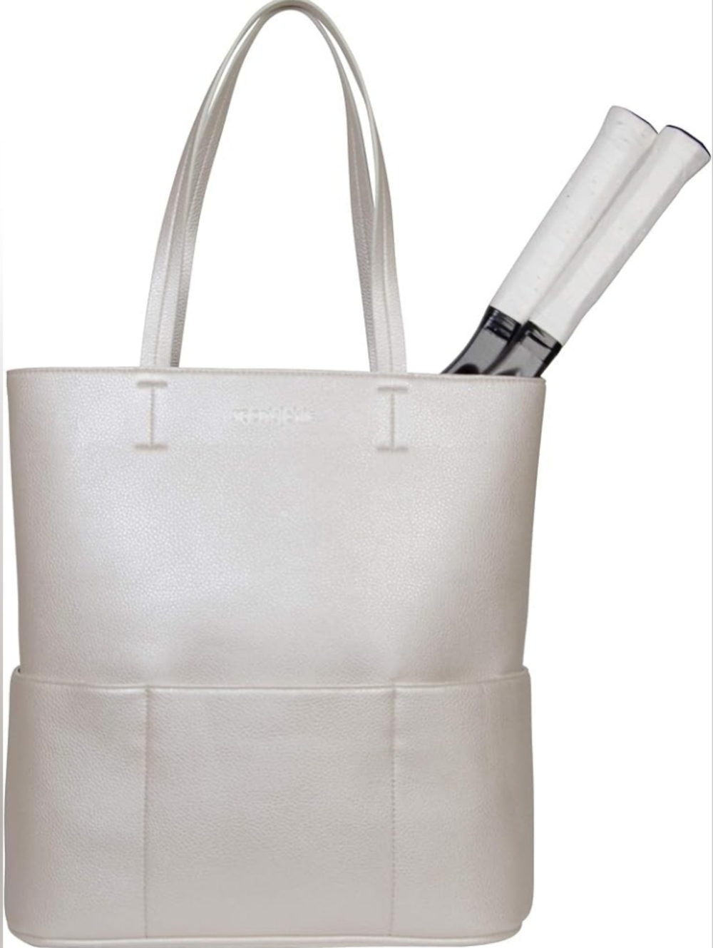 Sports/Chic Vegan White Midi Tote Bag Pickleball